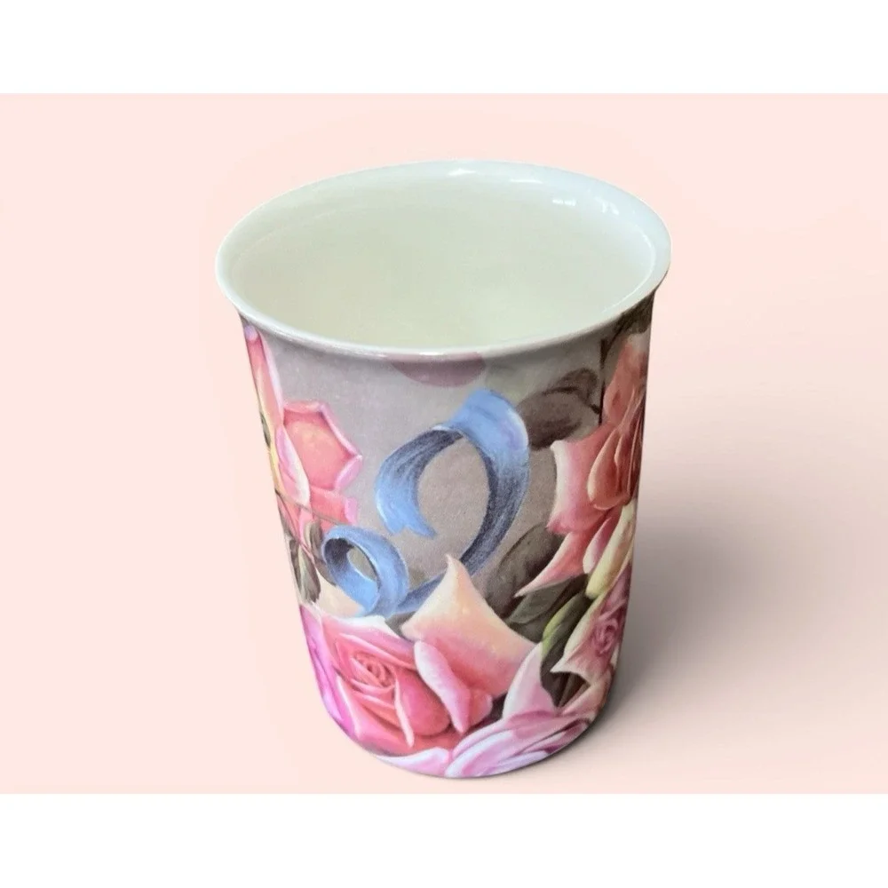 Stechcol Gracie Bone China Floral Pink Rose Coffee Mug Tea Cup 10 oz Flowers VTG
